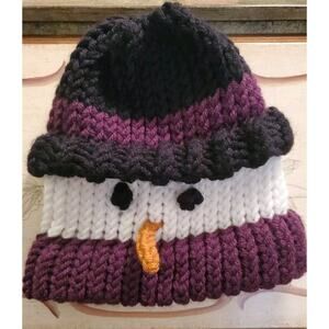 Handmade Knit Crochet Snowman Winter Holiday Girl Boy Hat Beanie Toddler